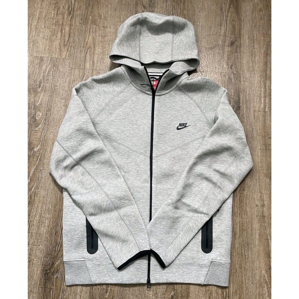 New Nike Men's Tech Fleece Full Zip Hoodie Gray Black Size Large FB7921-063
